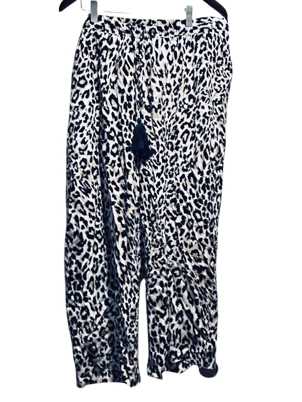 Philosophy Black and Cream Leopard-Print Straight Leg Pants size 2x